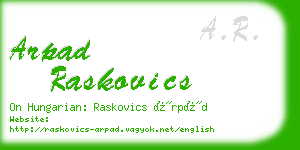 arpad raskovics business card